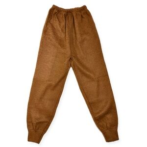 Vintage camel hair elastic waistband knitted jogger pants (S)